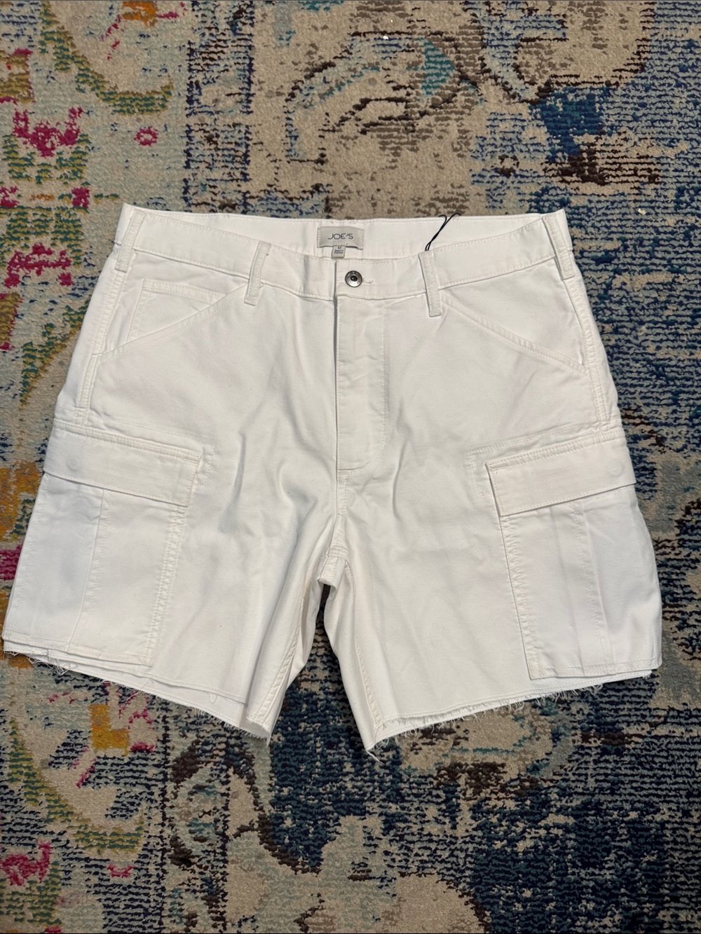 Joe's Jeans Men’s White Cargo Shorts with Utility Pockets